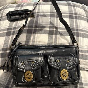 Black leather legacy style shoulder purse